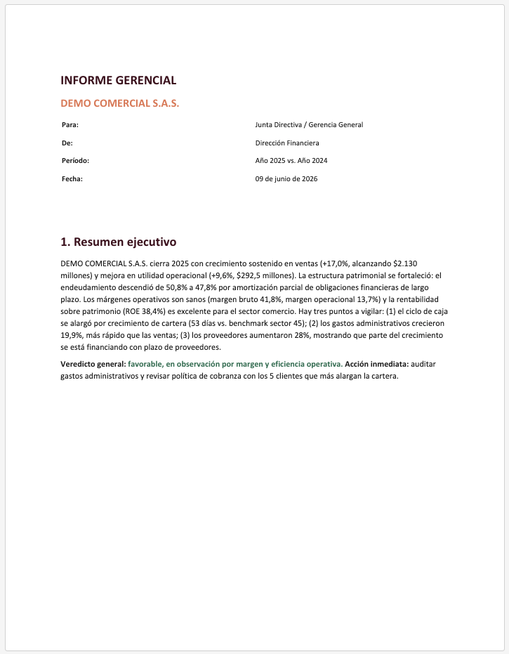 Informe gerencial generado con /experto-financiero — DEMO COMERCIAL S.A.S.